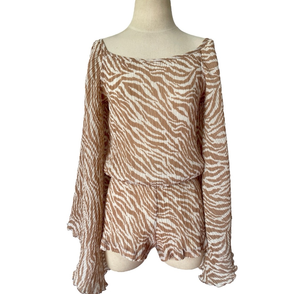 Alexis romper in zebra print tan and white in silk combo